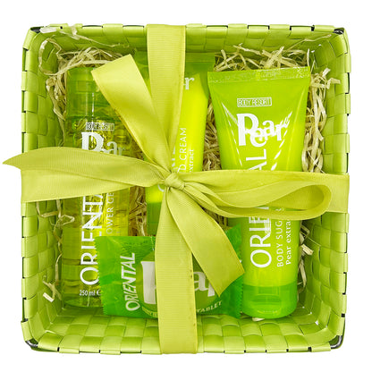 Набір: гель для душу, скраб для тіла, мило, крем для рук ORIENTAL PEAR